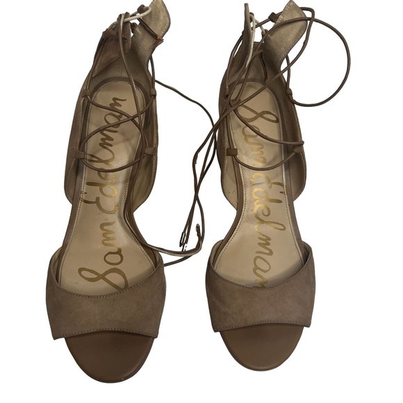 Sam Edelman Serene Block Heel Lace Up Ankle Tie Camel‎ Suede 11 - Picture 3 of 14